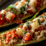 Bruschetta Quinoa Zucchini Boats