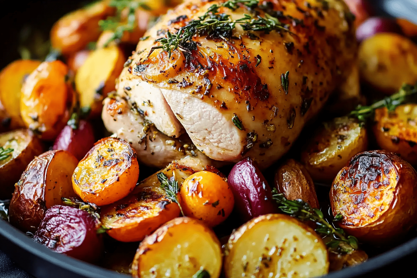 One Pan Herb Roasted Vegetables & Chicken