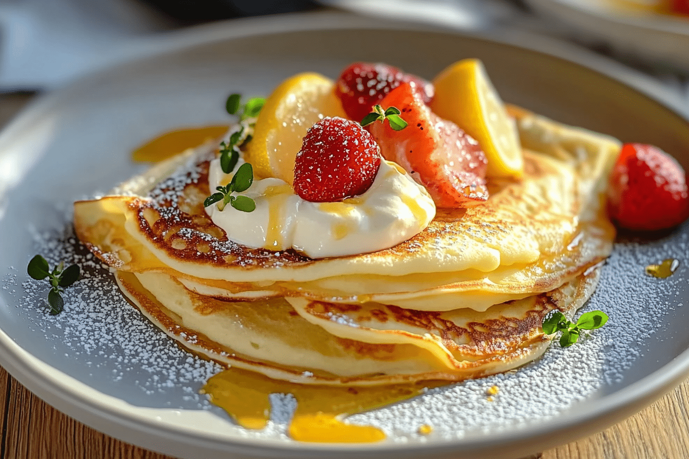 Lemon Mascarpone Stuffed Crepes