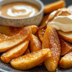 Air Fried Apple Wedges with Caramel Whipped Cream Dipping Sauce