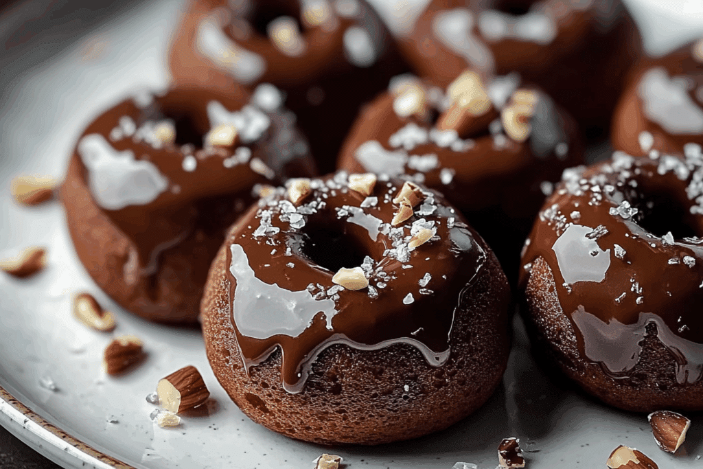 Old-Fashioned Chocolate Donut Holes with Salted Chocolate Hazelnut Glaze
