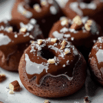 Old-Fashioned Chocolate Donut Holes with Salted Chocolate Hazelnut Glaze