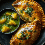 Curried Potato Pasties with Quick Coriander Chutney