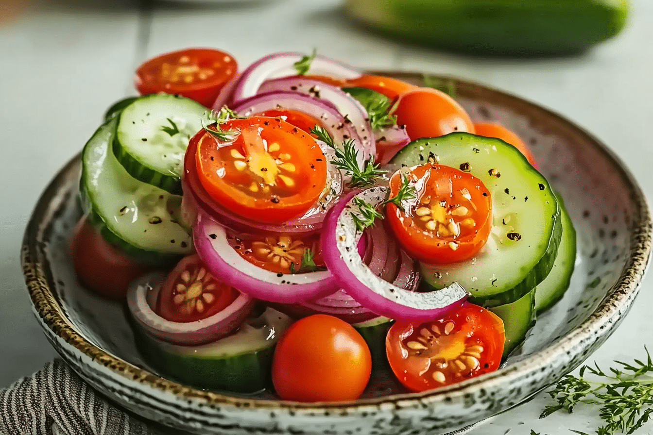 Pickled Cherry Tomatoes, Red Onions, and Cucumbers