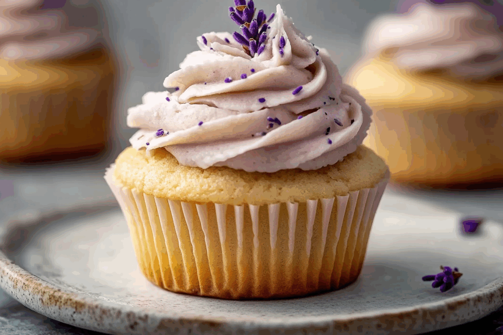 Lavender Cupcakes with Honey Buttercream