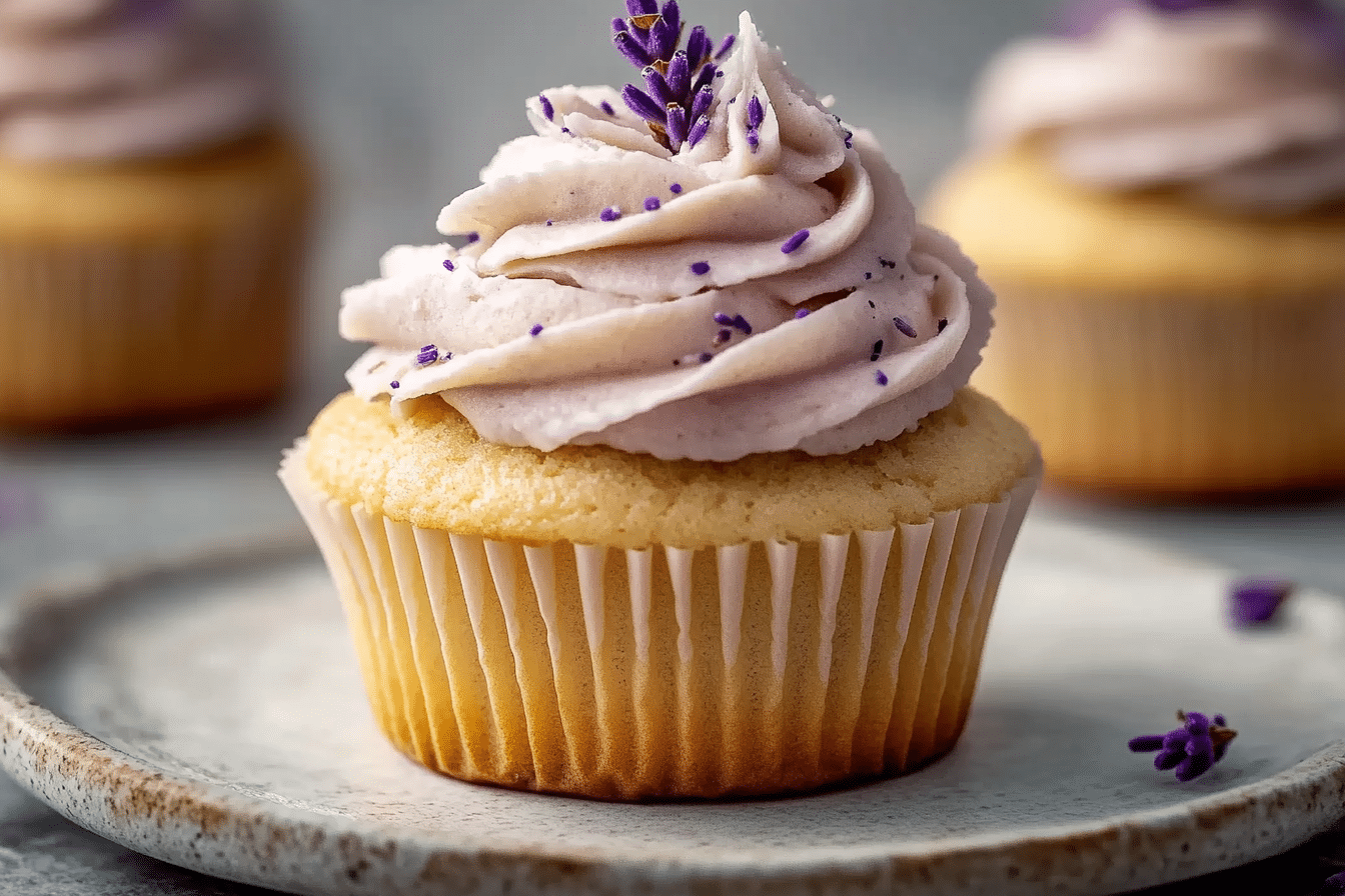 Lavender Cupcakes with Honey Buttercream