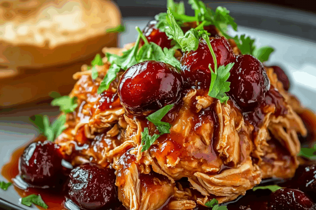 Crockpot Cherry Cola Pulled Chicken