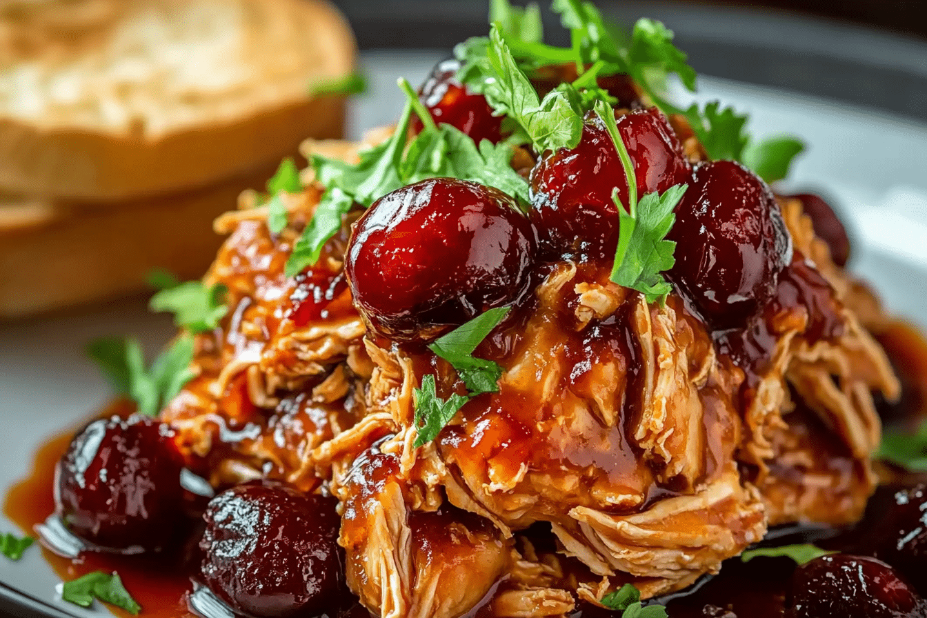 Crockpot Cherry Cola Pulled Chicken