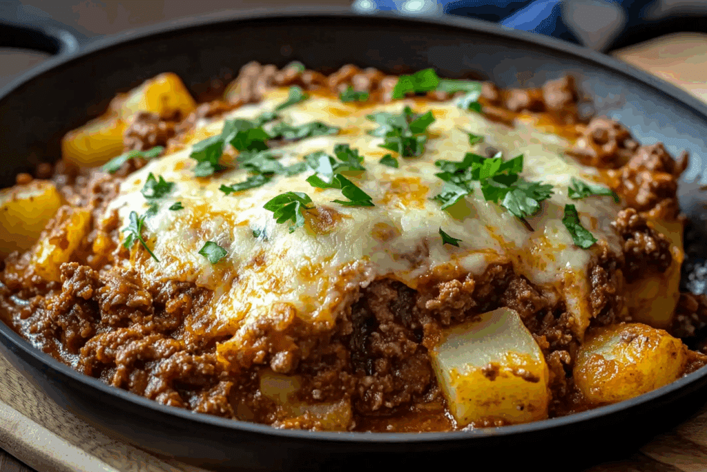 Cheesy Boursin Sloppy Joe Potato Skillet