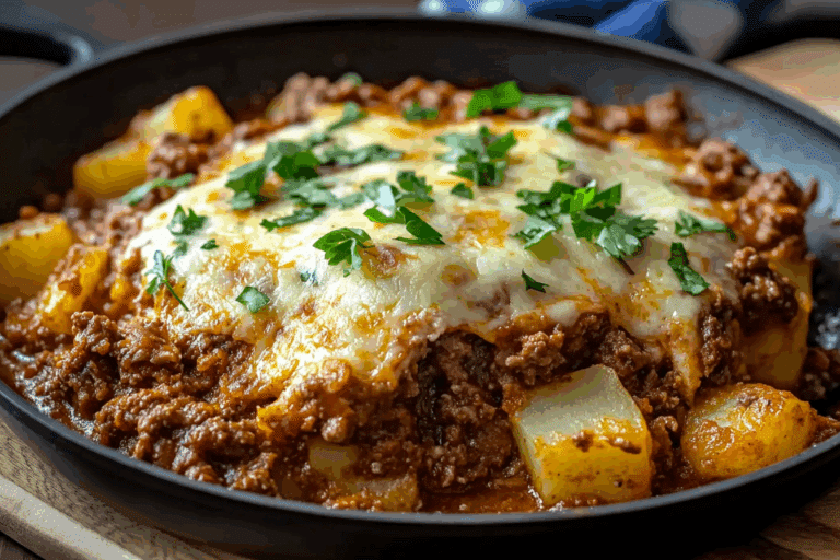 Cheesy Boursin Sloppy Joe Potato Skillet