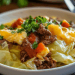 Cheesy Cabbage Beef Casserole
