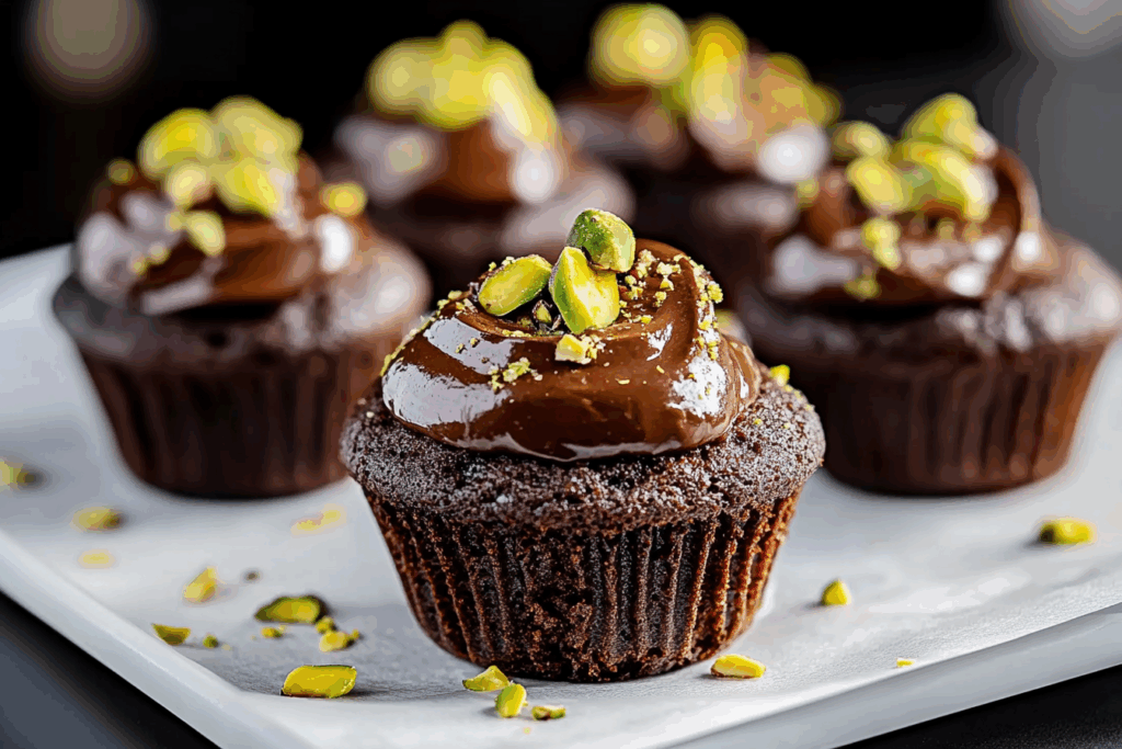 Dark Chocolate Pistachio Cream Cheese Muffins
