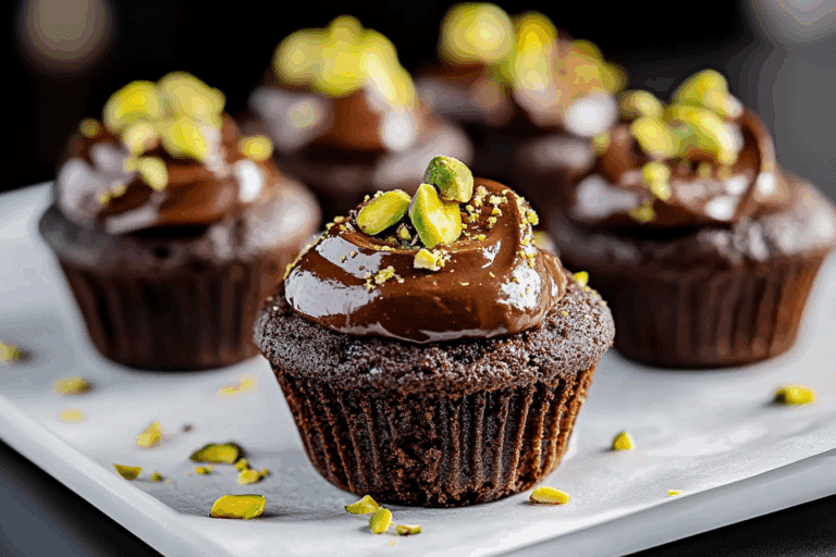 Dark Chocolate Pistachio Cream Cheese Muffins