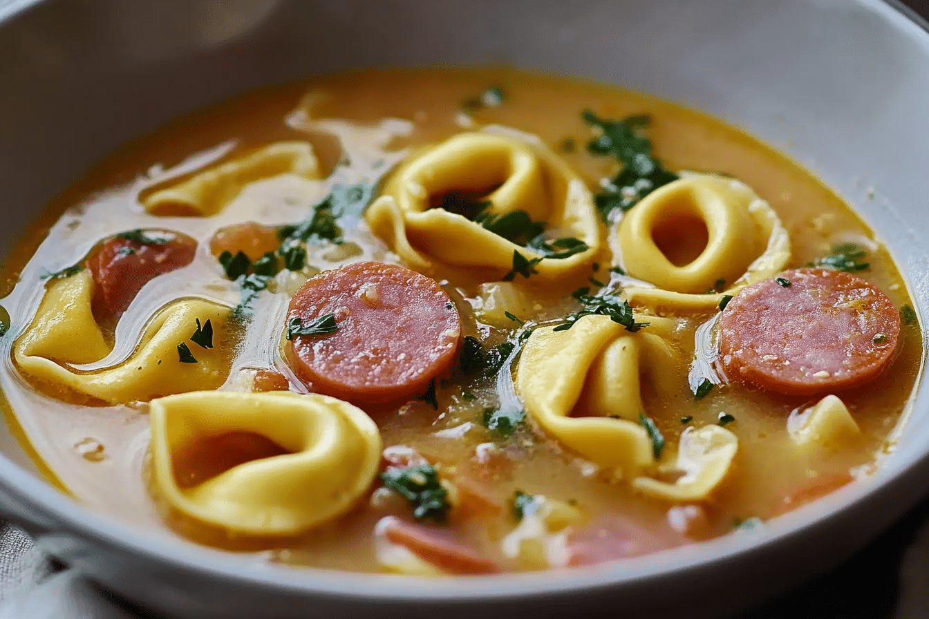 Cheese Tortellini Soup with Kielbasa