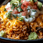 Twice Baked Crispy Cheesy Taco Rice Casserole