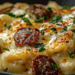 Crockpot Pierogi Casserole with Sausage