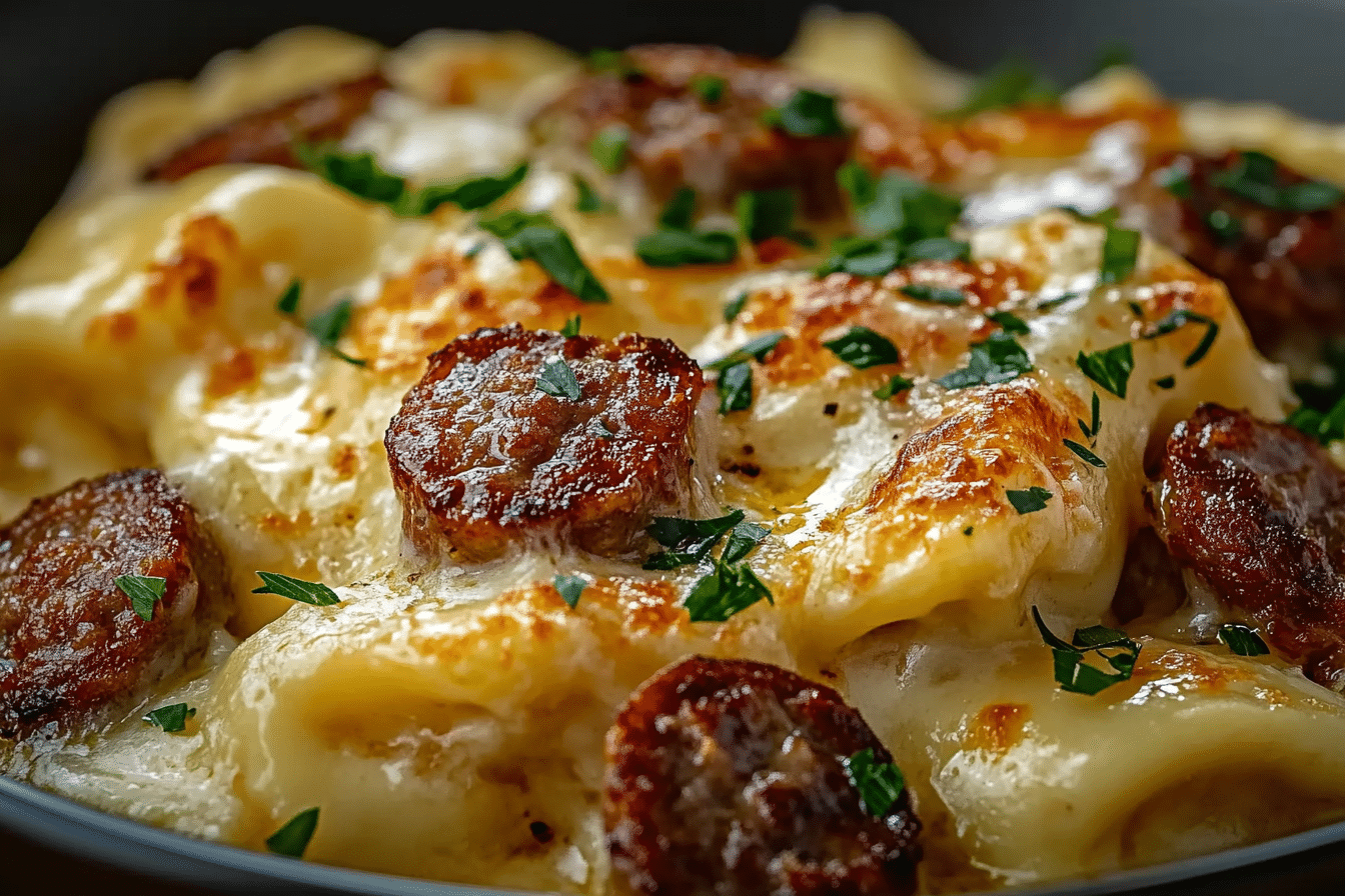 Crockpot Pierogi Casserole with Sausage