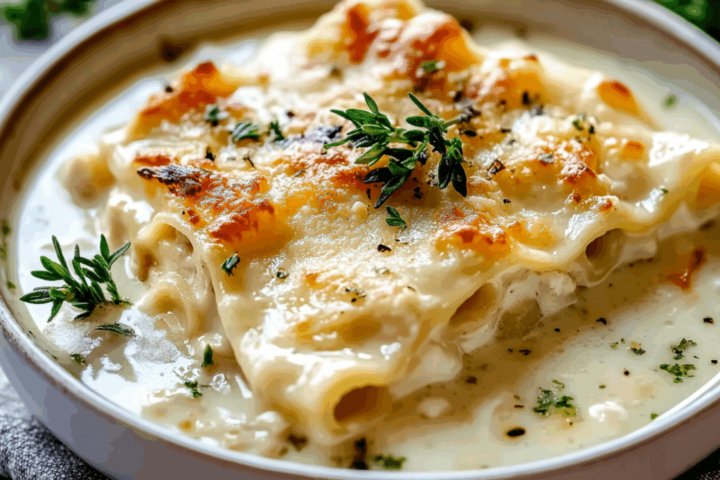 White Chicken Lasagna Soup