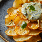 Homemade Potato Chips with Gorgonzola Cheese Sauce
