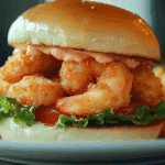 Crispy Fried Shrimp Burger with Homemade Sauce