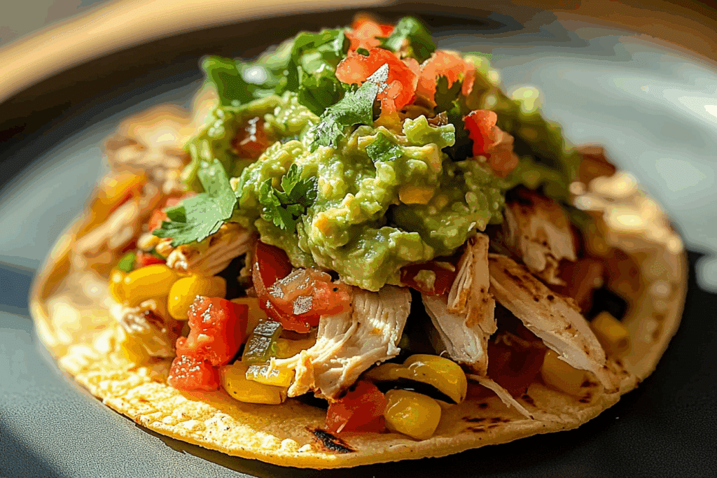 Chicken Veggie Tostadas with Guacamole