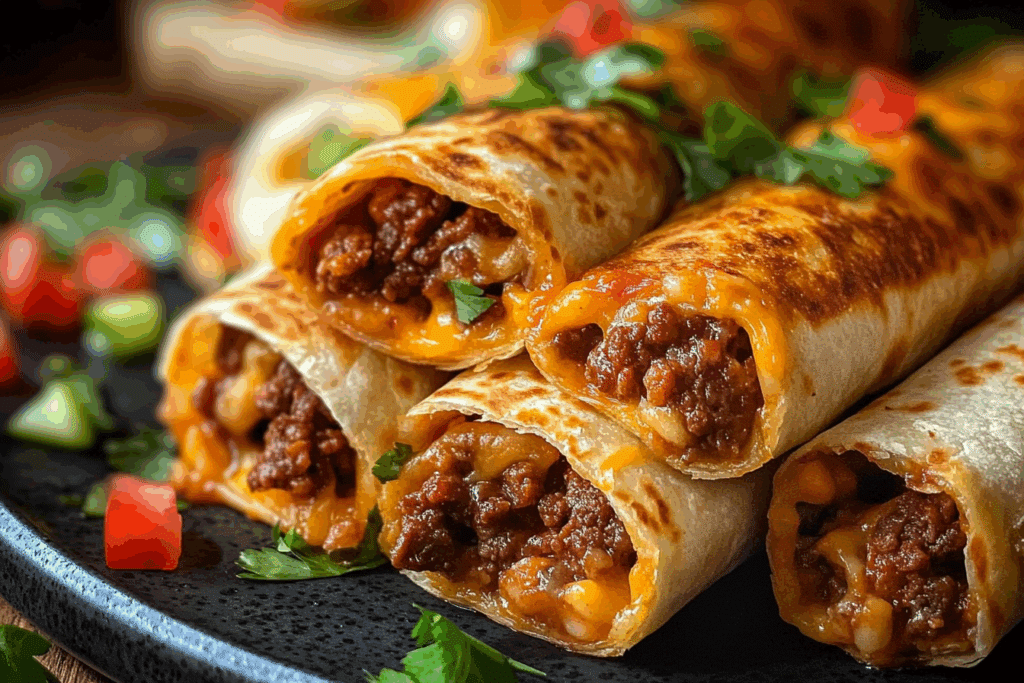 Beef and Cheese Chimichangas