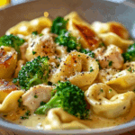 Creamy Garlic Parmesan Tortellini with Chicken & Broccoli