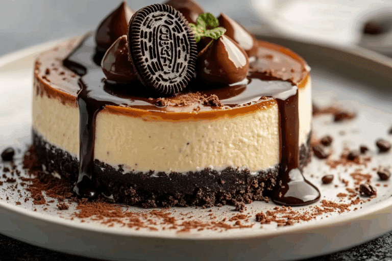 Espresso Cheesecake with Oreo Crust and Ganache