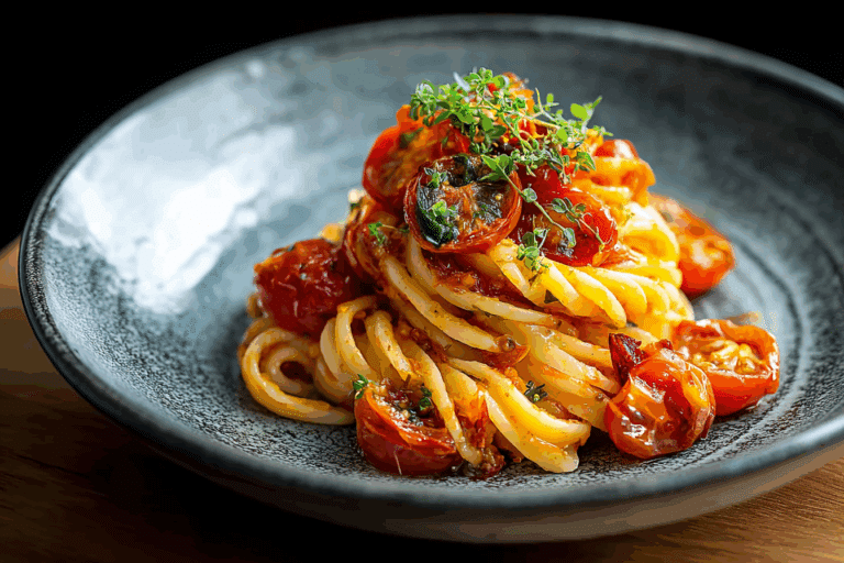 Spicy Tomato Garlic Confit Pasta