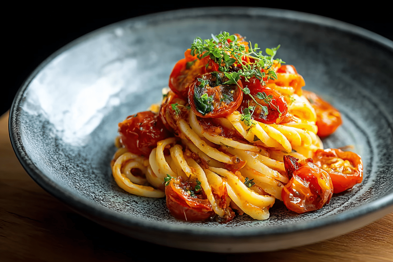 Spicy Tomato Garlic Confit Pasta