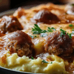 Meatball & Mashed Potato Bake