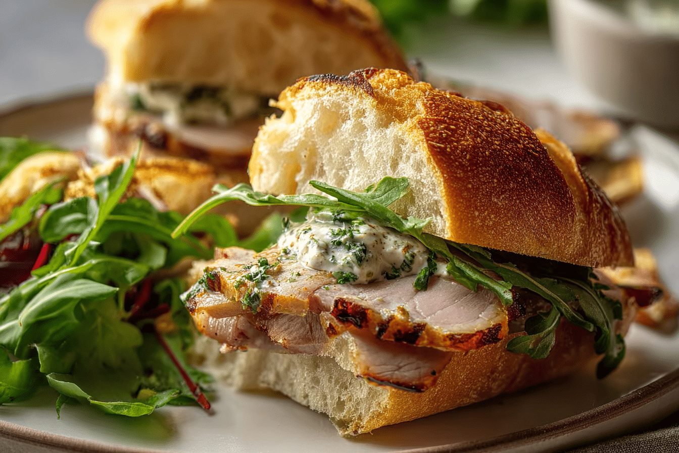 Porchetta Sandwiches with Garlic Herb Mayo