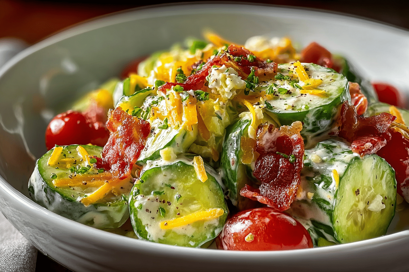 Creamy Cucumber Cheddar Salad