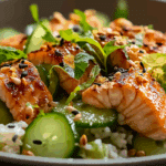 Crispy Rice Salmon Cucumber Salad