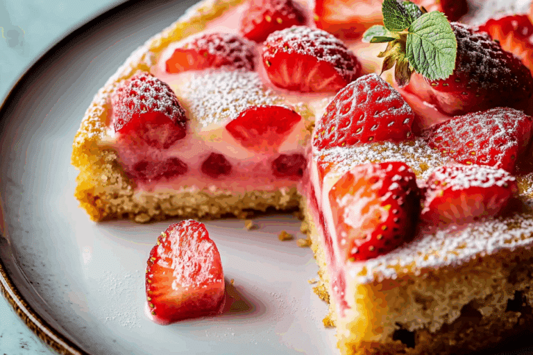 Simple Strawberry Rhubarb Cake
