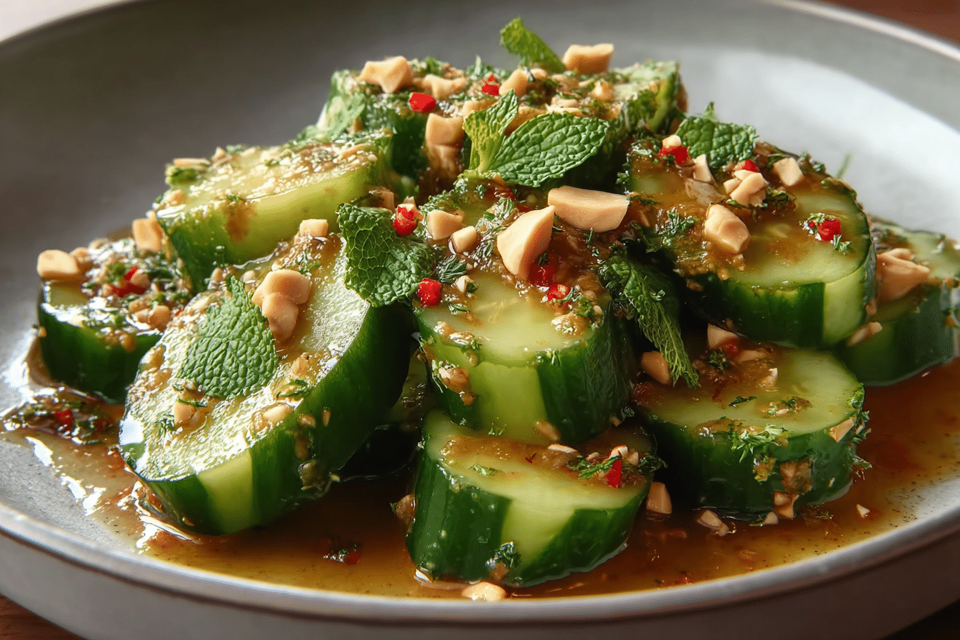 Cucumbers in Spicy Peanut Sauce