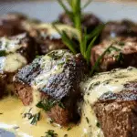Juicy Garlic Butter Steak Bites with Parmesan Cream Sauce