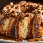 Pecan Caramel Cinnamon Roll Cream Cheese Pound Cake