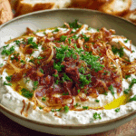Greek Yogurt Onion Dip with Crispy Shallots