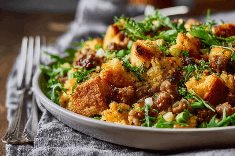 Crunchy Croissant, Cornbread & Sausage Dressing
