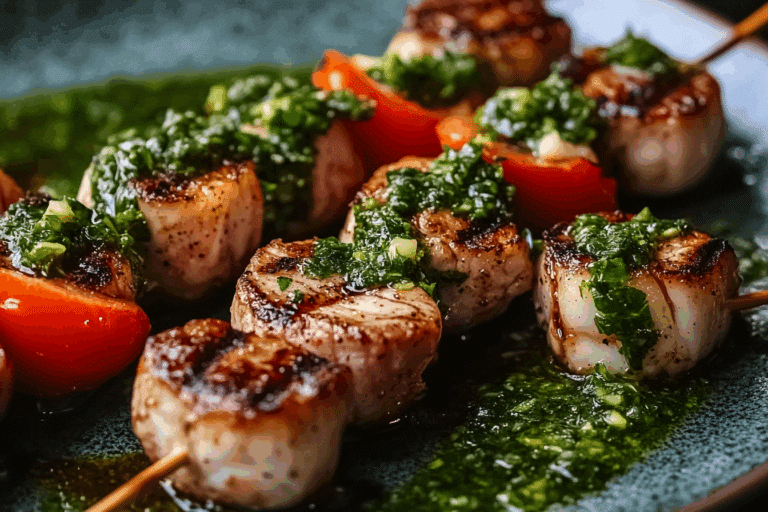 Grilled Surf & Turf Skewers with Chimichurri