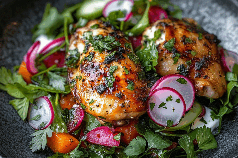 Sumac Chicken Thighs with Yogurt and Herb Salad