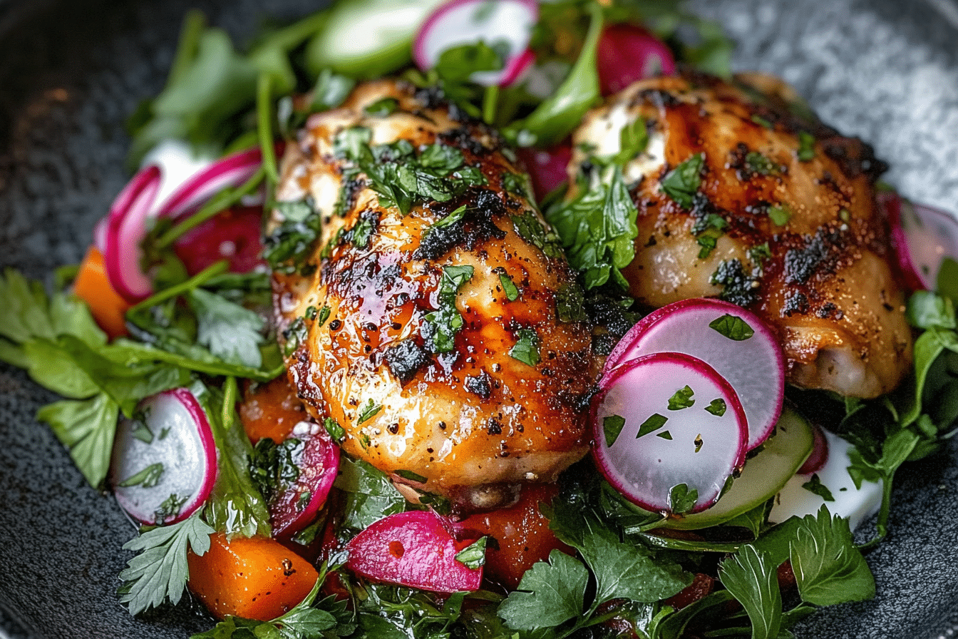 Sumac Chicken Thighs with Yogurt and Herb Salad