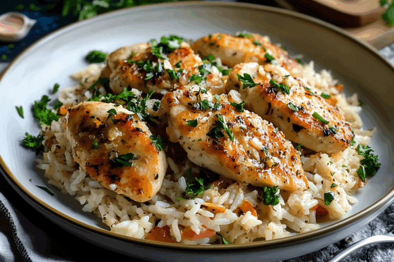 Chicken Scampi With Garlic Parmesan Rice