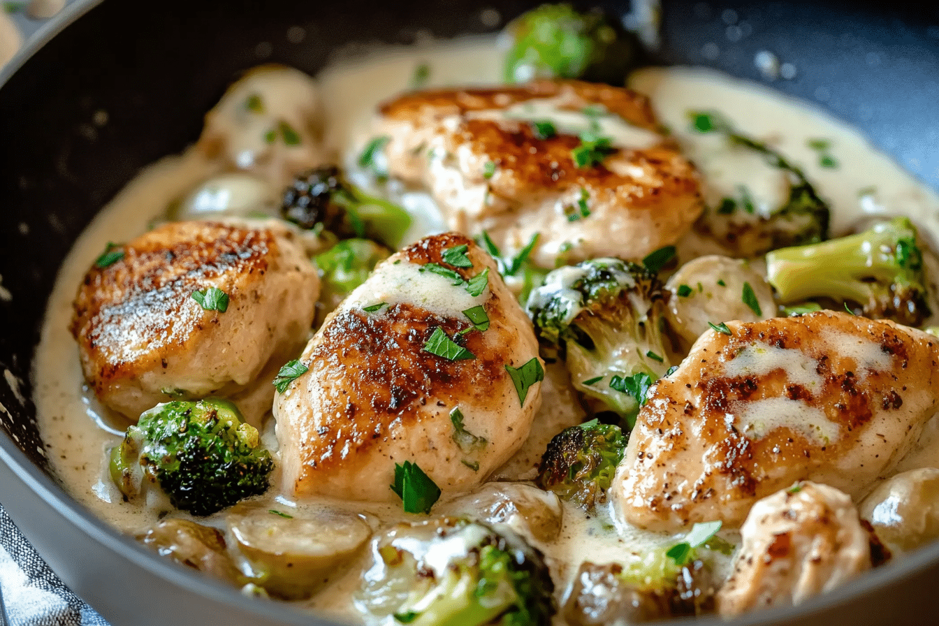 Creamy Chicken Brussels Skillet