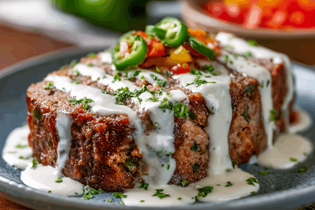 Smoky Jalapeño Popper Meatloaf with Creamy Ranch Drizzle