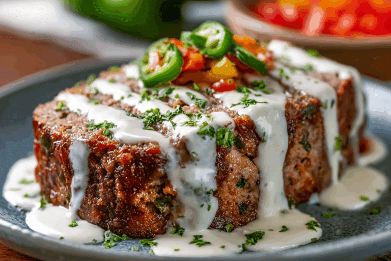 Smoky Jalapeño Popper Meatloaf with Creamy Ranch Drizzle