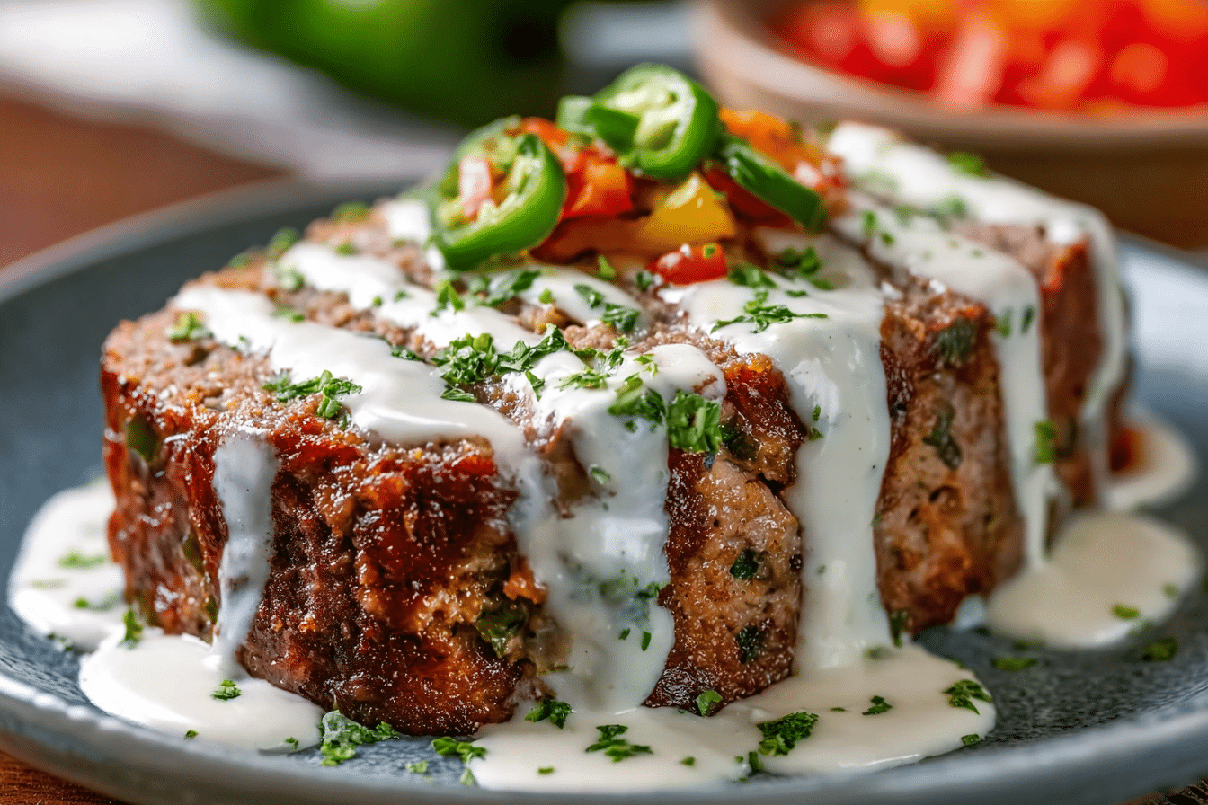 Smoky Jalapeño Popper Meatloaf with Creamy Ranch Drizzle