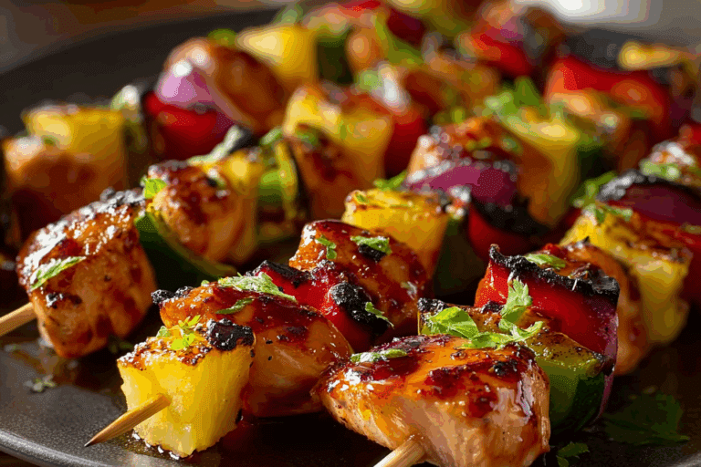 Hawaiian Chicken Pineapple Skewers