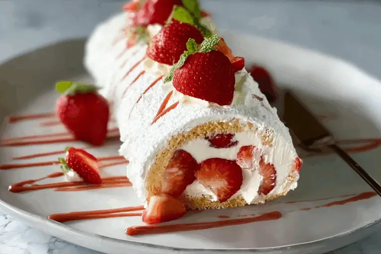 Strawberry Swiss Roll Cake